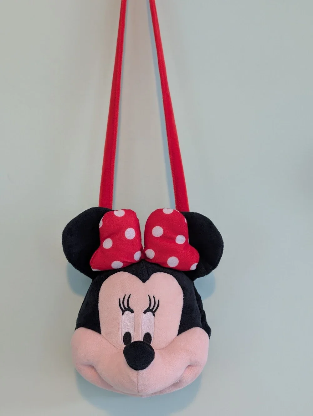 Disney Minnie Mouse Kids Red Bow 3D Plush Crossbody Bag